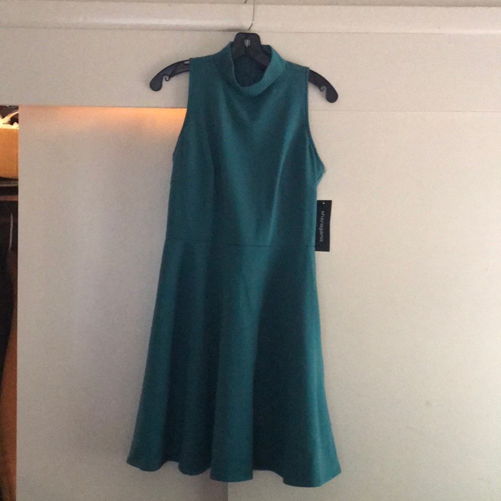 Teal high neckline dress NWT
